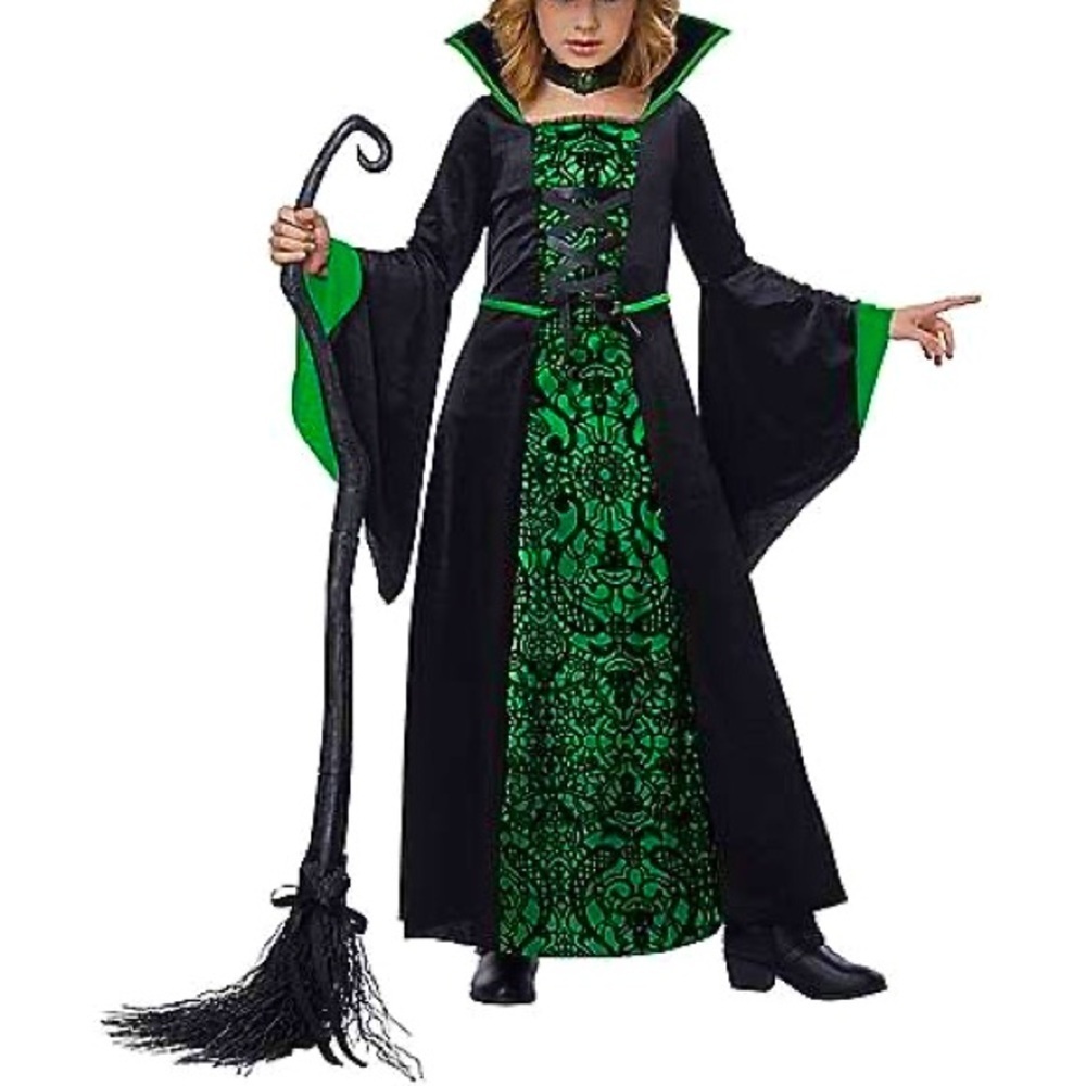 Spirit Black and Green Witch Costume for Kids